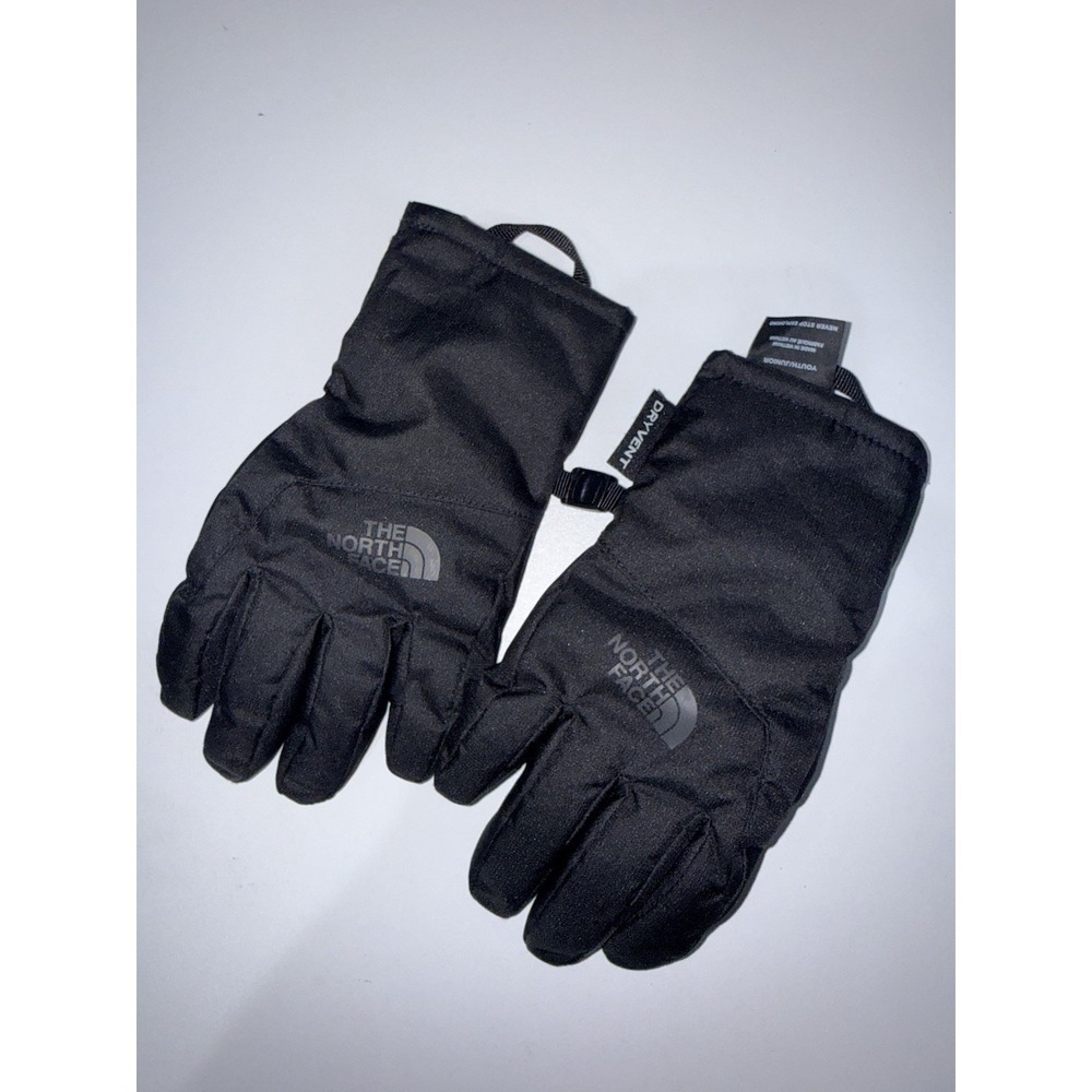 North Face Youth Dryvent 5 Finger Lined Black Winter Gloves Size S H
